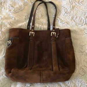 Chocolate suede coach handbag